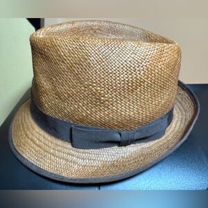Burberry Genuine Panama straw Hat with Dark Brown Band